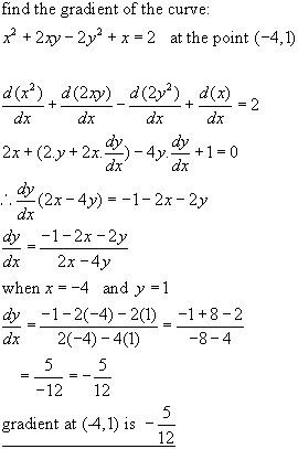 IMPLICIT EQUATIONS, differential calculus from A-level Maths Tutor