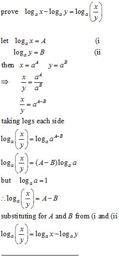 number division and log subtratraction