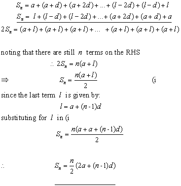 sum of an arithmetical series